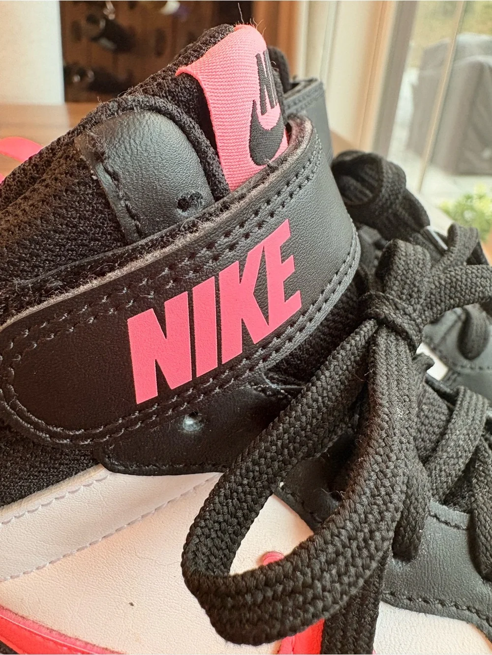 Nike Court Borough Mid 2 Sneakers in Black, White & Hot Pink